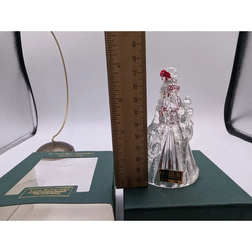 Marquis By Waterford St. Nick Bell Ornament Second In Series Crystal With Red Ta